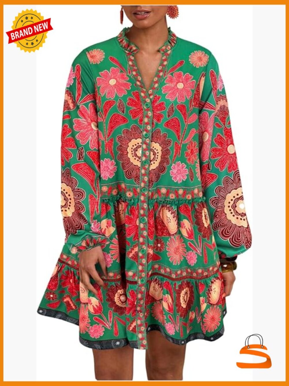 Floral Print Short Sleeveless Dress Boho Beach Casual Flowy Smock Dress